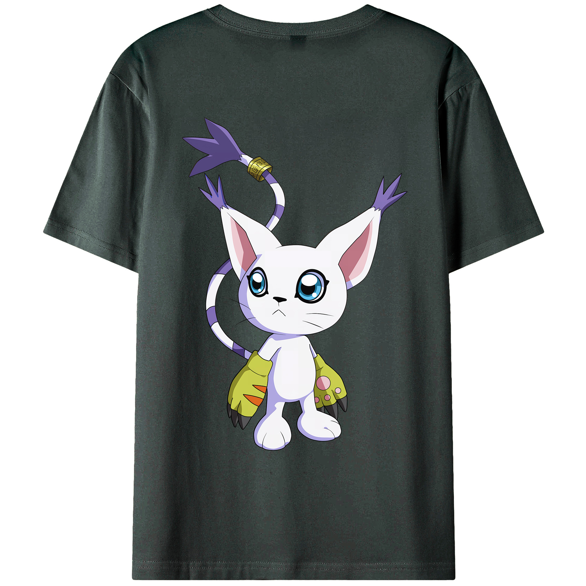 （画像用） Digimon デジタルモンスター/デジモン 綿100％ メンズ半袖Tシャツ（バックプリント） 通気性